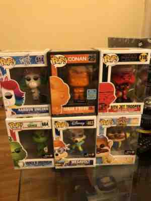 Funko PoP Set Of 6 Conan GameStop Exclusive Rainbow Unicorn Megavolt Grinch SDCC