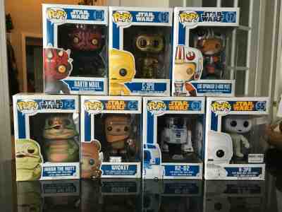 Funko Pop Star Wars MISC Lot of 7 Darth Maul C-3PO Jabba Wicket K-3PO R2-D2