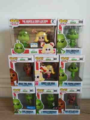 Funko Pop Movie The Grinch Complete set with exclusives. FYE Walmart BN Gamestop