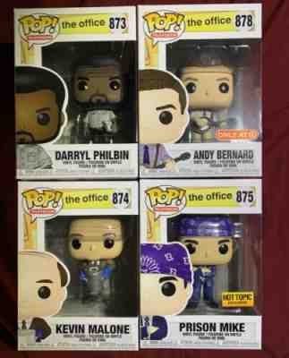 4x Funko POP THE OFFICE PRISON MIKE/ KEVIN MALONE/DARRYL PHILBIN/ANDY BERNARD