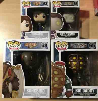 Bioshock Funko Pop Lot Big Daddy, Little Sister, Song Bird & Elizabeth