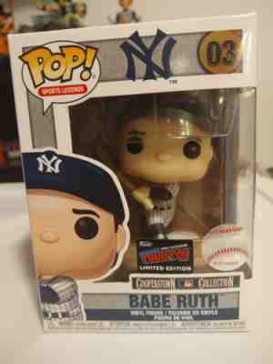 NYCC 2019 FUNKO POP! BASEBALL BABE RUTH MLB NEW YORK YANKEES SWINGING BAT MINT