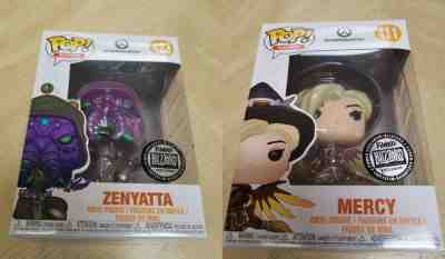 2 Blizzard Funko Pop Overwatch Vinyl Action Figures Mercy & Zenyatta 