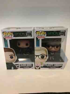 Funko Pop Oliver Queen The Arrow & Felicity Smoak Vaulted W/pop Protectors