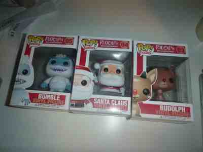 Set Of 3 Rudolph Red Nosed Reindeer. Funko Pop Rudolph, Santa And Bumble