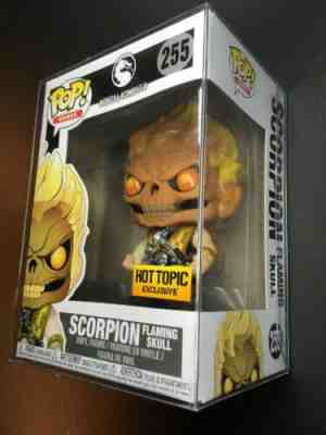 Funko POP EXCLUSIVE Scorpion Flaming Skull 255 Mortal Kombat X Figure +Protector