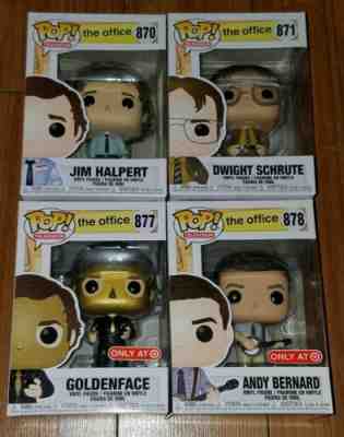 Funko Pop Lot of 4 Jim Halpert Dwight Schrute Goldenface Andy Bernard The Office