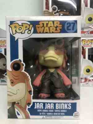 Funko POP! Star Wars Jar Jar Binks #27 Blue Box Vaulted  ship with pop protector