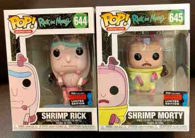 Funko Pop! SHRIMP RICK 644 & SHRIMP MORTY 645 NYCC 2019/Hot Topic Exclusive(NIB)