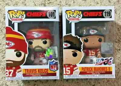 Funko Pop! Travis Kelce & Patrick Mahomes 2 Pop Combo KC Chiefs #101 & #119