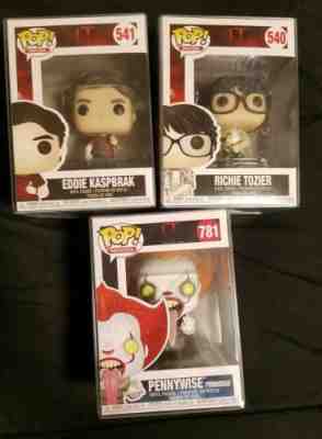 Funko Pop IT Set: Eddie Kaspbrak, Richie Tozier, and Pennywise Funhouse 