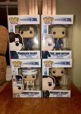 Sherlock Funko Pop Lot Sherlock, Watson Mycroft, & Moriarty With Crown BRAND NEW