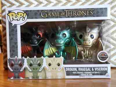 Funko POP! GAME OF THRONES! Metallic Dragons 3-Pack DROGON, RHAEGAL & VISERION! 