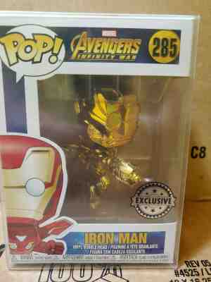 Funko Pop! Avengers IW Gold Chrome Iron Man & Purple Thanos Popcultcha Exclusive