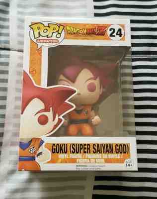 Funko Pop! Dragon Ball Z Goku (Super Saiyan God) #24 W/Pop Protector