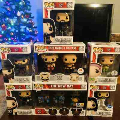 WWE Funko Pop! Lot of 7! Seth Rollins Bray Wyatt Bayley Kevin Owens New Day Enzo