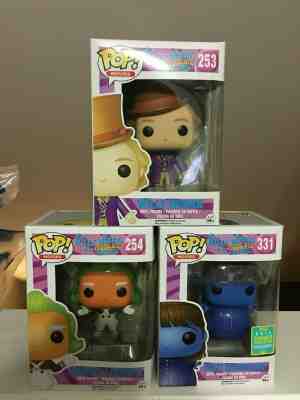 Willy Wonka and the Chocolate Factory Funko Pops Lot of 3 Violet Oompa Error