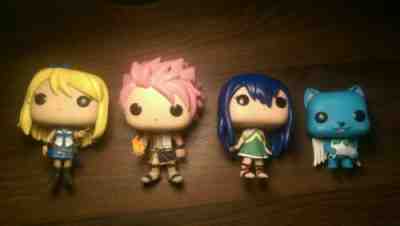 Loose Used Lot Animation Fairy Tail Funko Pop Natsu Happy Lucy Wendy Bundle