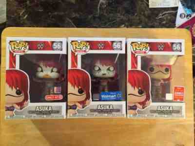 WWE, Asuka, Funko Pop, 3 Pack , Sdcc, Walmart And Target Exclusives!