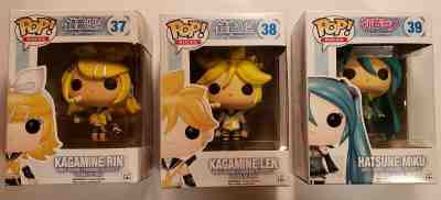 Funko POP Rocks Kagamine Rin Len Hatsune Miku Vinyl Figures w/ Protectors F/S