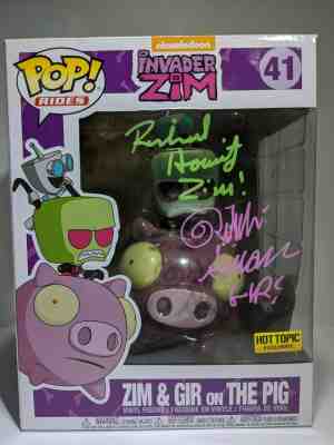 Invader Zim & Gir Pig #41 Funko Pop JSA Signed by Richard Horvitz & Rikki Simons