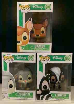 POP Funko Bambi Disney BAMBI #94,THUMPER #95 & FLOWER #96 Figures