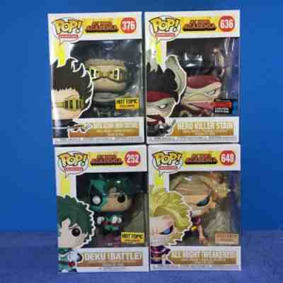 Funko Pop My Hero Academia Lot of 4 GITD All Might Hero Killer Stain Battle Deku