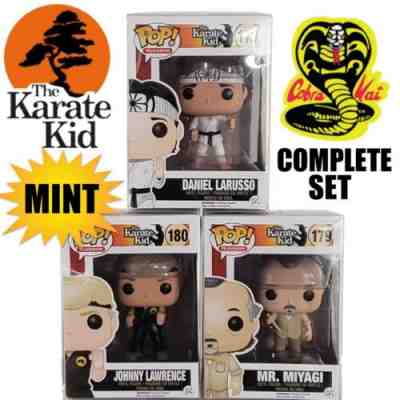 Funko Pop KARATE KID Daniel Larusso,Johnny Lawrence,Mr. Miyagi COMPLETE SET MINT