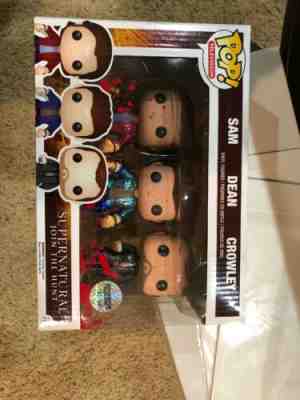 Supernatural Funko Pop 3 Pack Sam Dean Crowley Metallic Bloody NYCC Exclusive