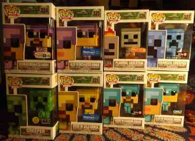 Funko POP! Games MINECRAFT Lot Of 8 DIFFERENT EXCLUSIVE Vinyl FYE TRU BEST BUY +