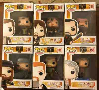 Lot Of 6 FUNKO POP THE WALKING DEAD Rick, Negan, Darryl, Carol, Jesus & Abraham