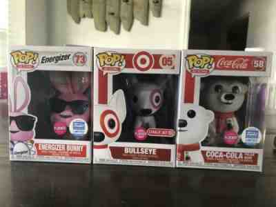 Funko Ad Icons Set Flocked Coca Cola Bear, Energizer Bunny, Target Bullseye