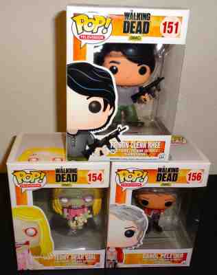 THE WALKING DEAD FUNKO POP 151 PRISON GLENN 154 TEDDY BEAR GIRL 156 CAROL LOT