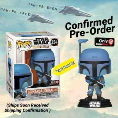 Funko Pop Deathwatch Two Stripes Mandalorian BLUE~Gamestop Excl +.5mm Protector