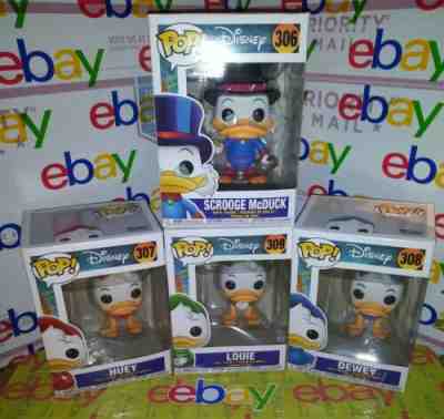 4 PC LOT Disney DUCKTALES HUEY DEWEY LOUIE SCROOGE Funko Pop! 306 307 308 309 