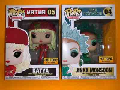 FUNKO POP DRAG QUEENS KATYA + JINKX MONSOON # 04 & 05 HOT TOPIC LOT SET 2 POPS