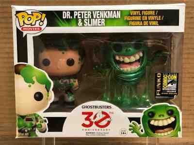 Funko Pop! Vinyl MOVIES: DR. PETER VENKMAN & SLIMER (metallic), SDCC 2014, NIB!