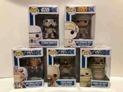 Funko POP! 5 Star Wars Vaulted Blue Box Lot Luke Tusken Stormtrooper Adult Owned