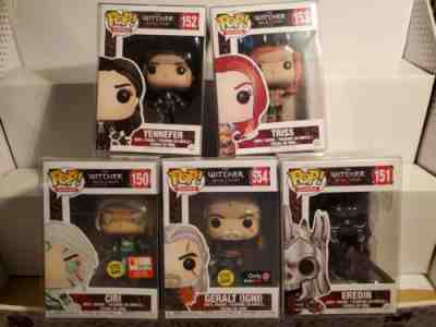 Witcher 3 Funko Pop Lot Geralt Ciri Yennefer Triss Eredin + Protectors NETFLIX