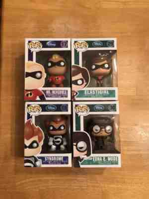 FUNKO POP THE INCREDIBLES  RETIRED VAULTED  LOT OF 4 NEAR MINT CONDITION!!