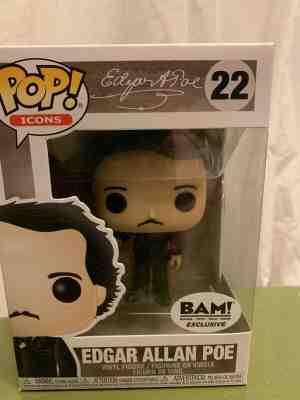 Funko Pop! Icons Edgar Allan Poe with Raven #22 BAM Exclusive Pristine condition