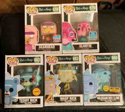 Funko Pop Animation: Rick & Morty Lot CHASE TEDDY RICK GITD CLONE~ SDCC/NYCC NEW