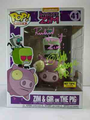 Invader Zim & Gir Pig #41 Funko Pop JSA Signed by Richard Horvitz & Rikki Simons