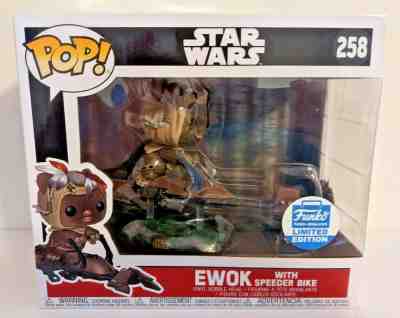 FUNKO POP! STAR WARS * EWOK with SPEEDER BIKE * #258 LIMITED EDITION w/PROTECTOR