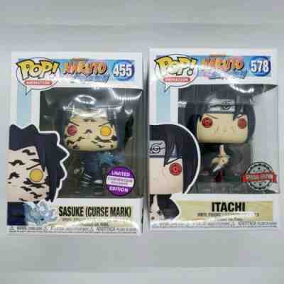 Itachi #578 & Sasuke (Curse Mark) #455 Naruto Exclusive Funko Pops