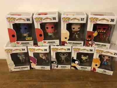 Funko Pop! Futurama Lot of 9 Figures Fry Leela BLUE Zoidberg Nibbler Devil Zapp+