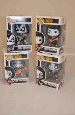 Funko Pop Rocks KISS Complete 4 Set Demon Spaceman Starchild Catman 04 05 06 07