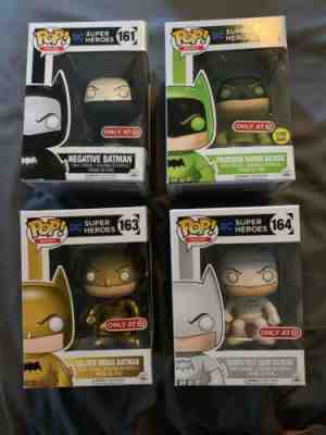 Funko Pop Batman Exclusive Lot Negative, Professor Radium, Golden Midas, & Camo