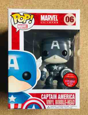 FUNKO CAPTAIN AMERICA BLACK & WHITE pop vinyl #06 MARVEL GEMINI EXCLUSIVE LE 240