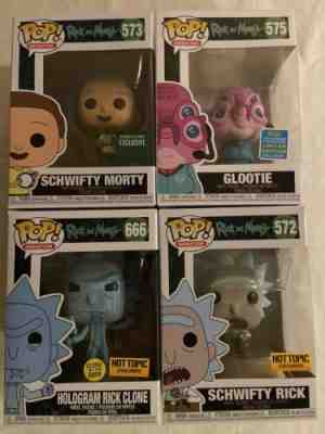 Funko Pop Rick And Morty Lot Of 4 Schwifty Hot Topic Barnes & Noble Glootie SDCC